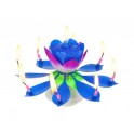 Točící se svíčka květina s melodií - modrá